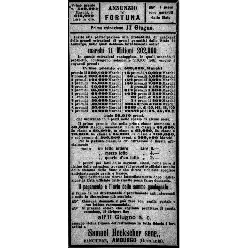 1902: annunzio di fortuna
