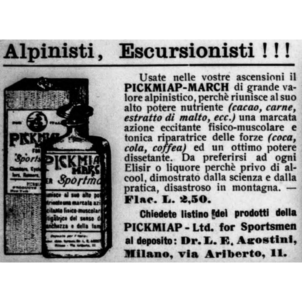 1913: integratore contenente carne, cacao, coca.
